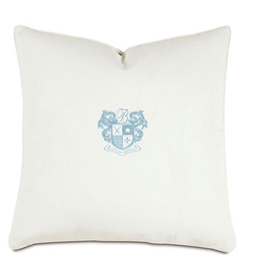 BREEZE SHELL/SKY MONOGRAM PILLOW