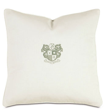 BREEZE SHELL/MINT MONOGRAM PILLOW