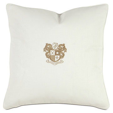 BREEZE SHELL/BISQUE MONOGRAM PILLOW