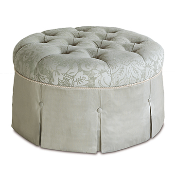 LOURDE CELADON ROUND OTTOMAN