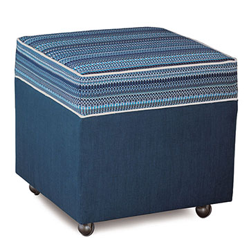 GROVER INDIGO STORAGE BOXED OTTOMAN