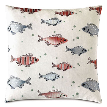 ȴ 22X22 MINNOW EMBROIDERED DECORATIVE PILLOW