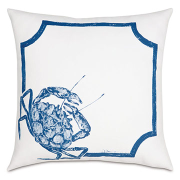 緫 18X18 BLUE CRAB OUTDOOR PILLOW