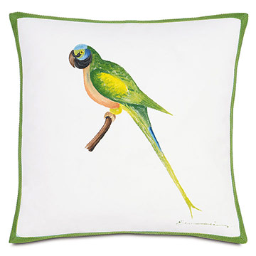  18X18 GREEN PARROT OUTDOOR PILLOW