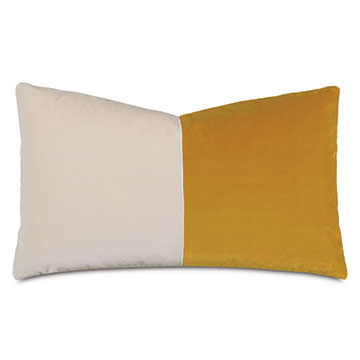 Velvet 13X22 UMA COLORBLOCK DECORATIVE PILLOW IN MUSTARD