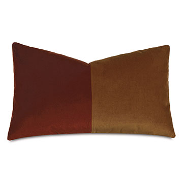 Velvet 13X22 UMA COLORBLOCK DECORATIVE PILLOW IN ORANGE