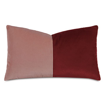 Velvet 13X22 UMA COLORBLOCK DECORATIVE PILLOW IN SCARLET