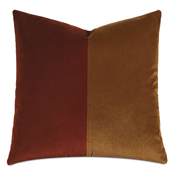 Velvet 20X20 UMA COLORBLOCK DECORATIVE PILLOW IN ORANGE