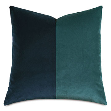 Velvet 20X20 UMA COLORBLOCK DECORATIVE PILLOW IN PACIFIC