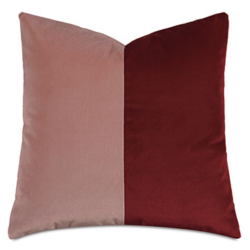 Velvet 20X20 UMA COLORBLOCK DECORATIVE PILLOW IN SCARLET