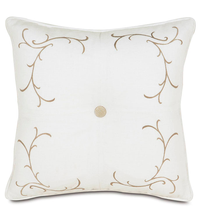  18X18 BREEZE WHITE TUFTED EMBROIDERED