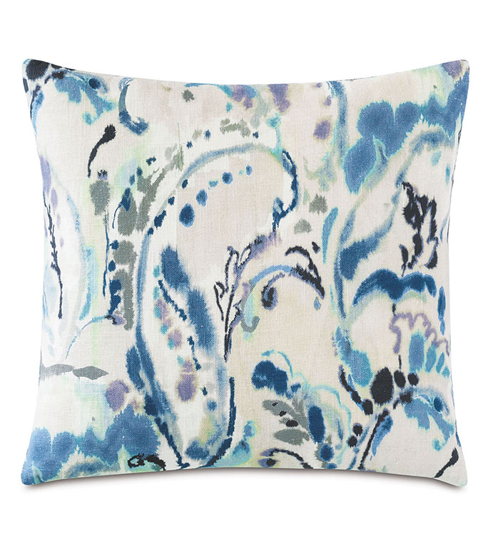 ɯ 18X18 TABITHA WATERCOLOR PAISLEY DECORATIVE PILLOW