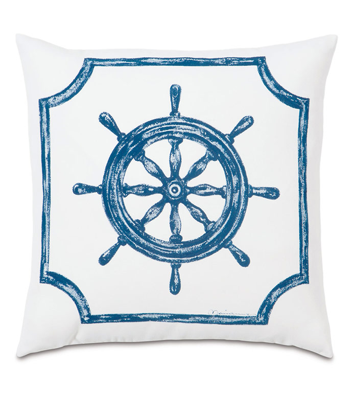  18X18 CAPTAIN'S WHEEL OUTDOOR PILLOW