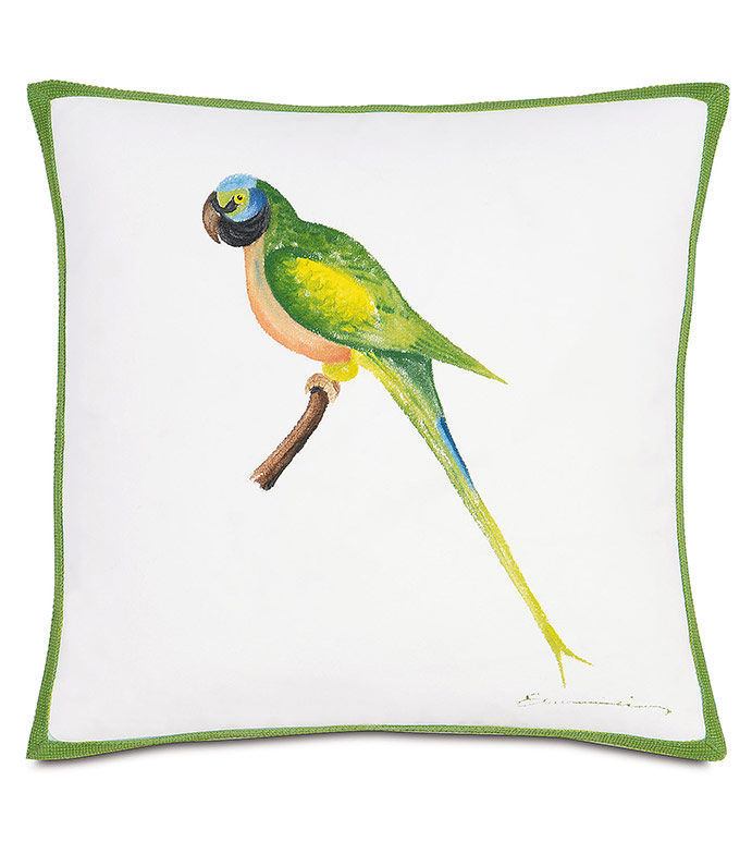  18X18 GREEN PARROT OUTDOOR PILLOW