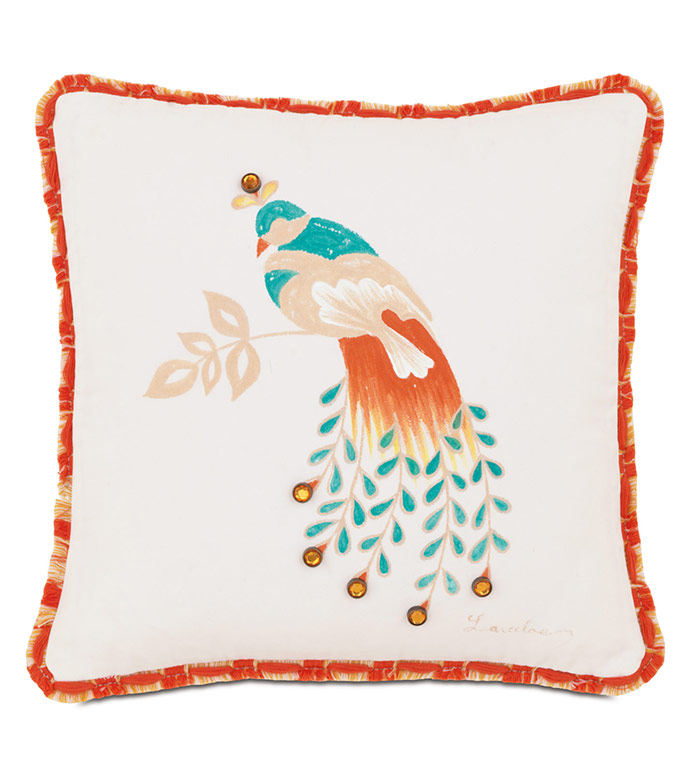  18X18 PEACOCK OUTDOOR PILLOW