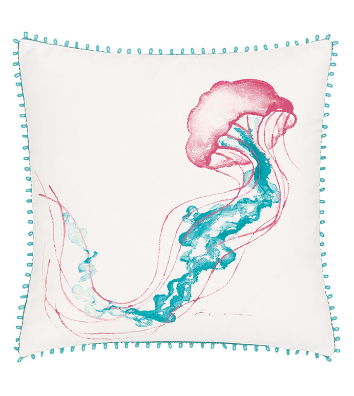 ɺ 18X18 JELLYFISH OUTDOOR PILLOW