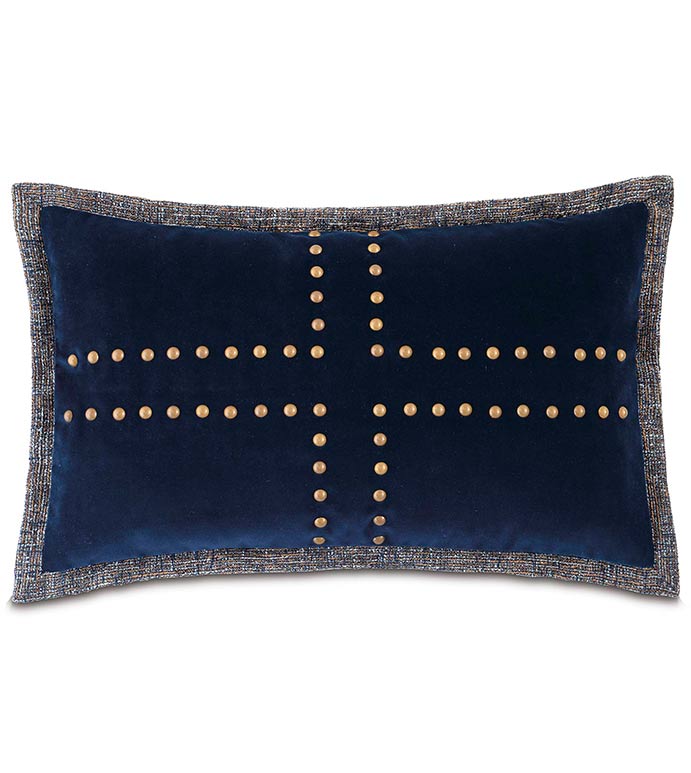 ɪ 13X22 PLUSH NAVY W/NAILHEADS