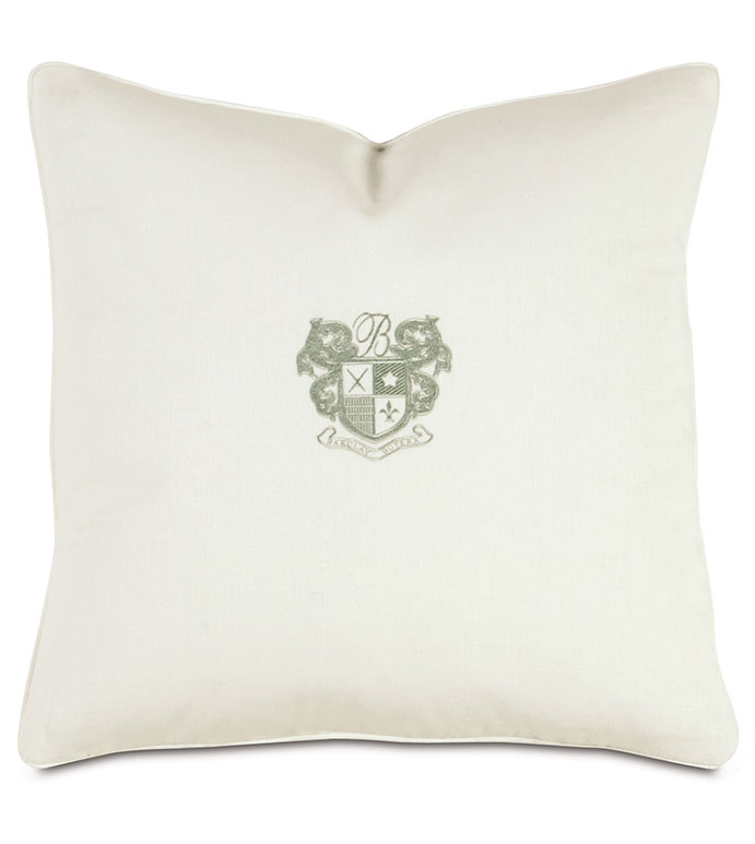  20X20 BREEZE SHELL/MINT MONOGRAM PILLOW