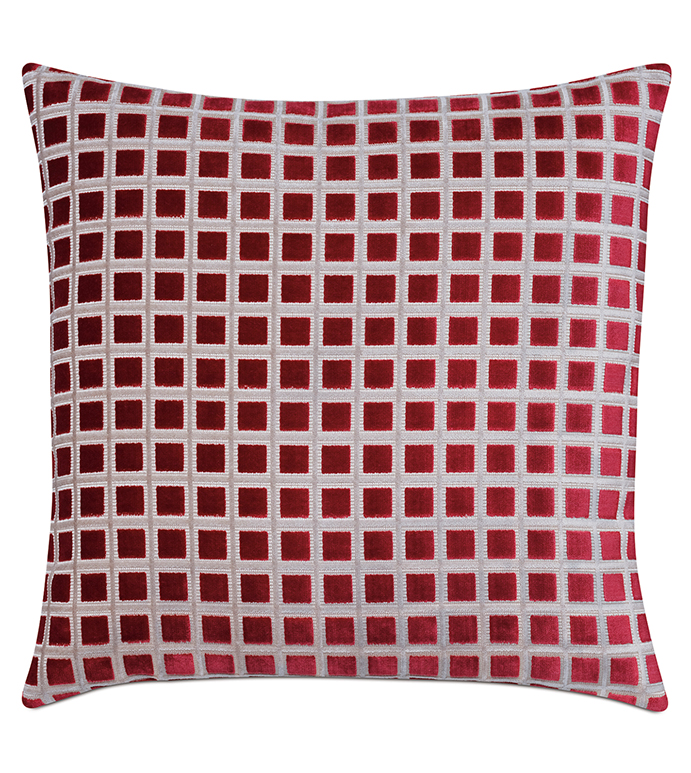  22X22 STAMP RUBY DECORATIVE PILLOW