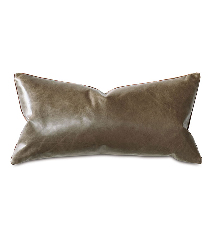  11X21 TUDOR LEATHER DECORATIVE PILLOW IN COCOA