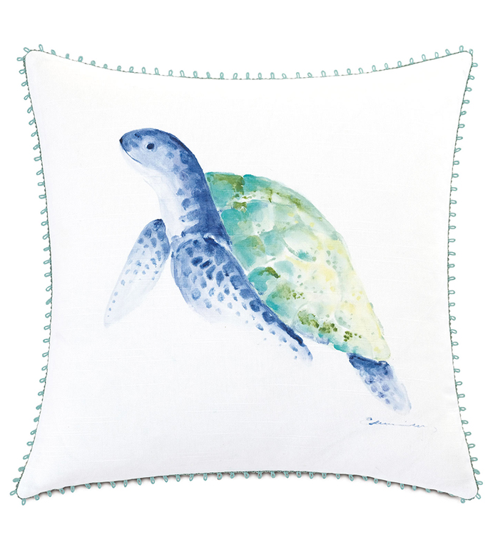  20X20 CASTAWAY TURTLE DECORATIVE PILLOW