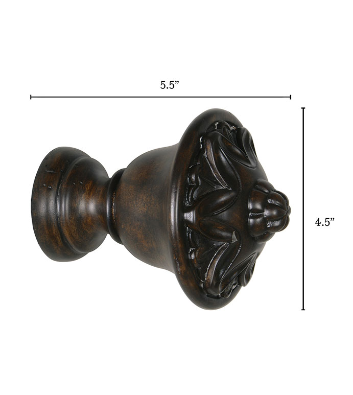 ľɫ 5.5X4.5 LEGNA WALNUT LOTUS FINIAL PAIR