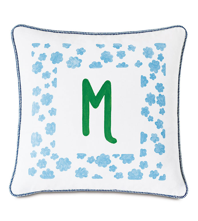  18X18 HULLABALOO HANDPAINTED MONOGRAM DECORATIVE PILLOW