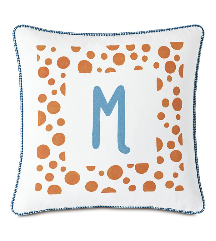  18X18 HULLABALOO HANDPAINTED MONOGRAM DECORATIVE PILLOW