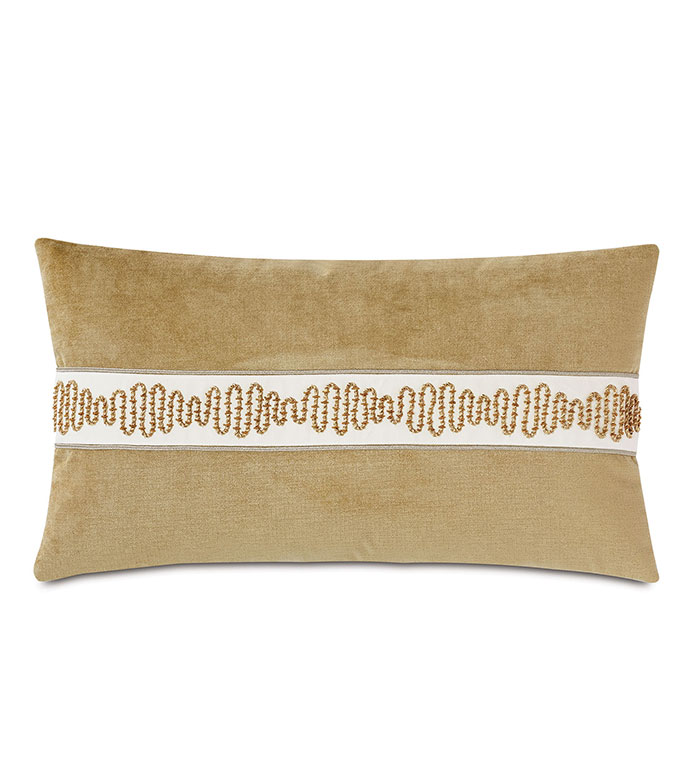  15X26 MARCEAU METALLIC BORDER DECORATIVE PILLOW