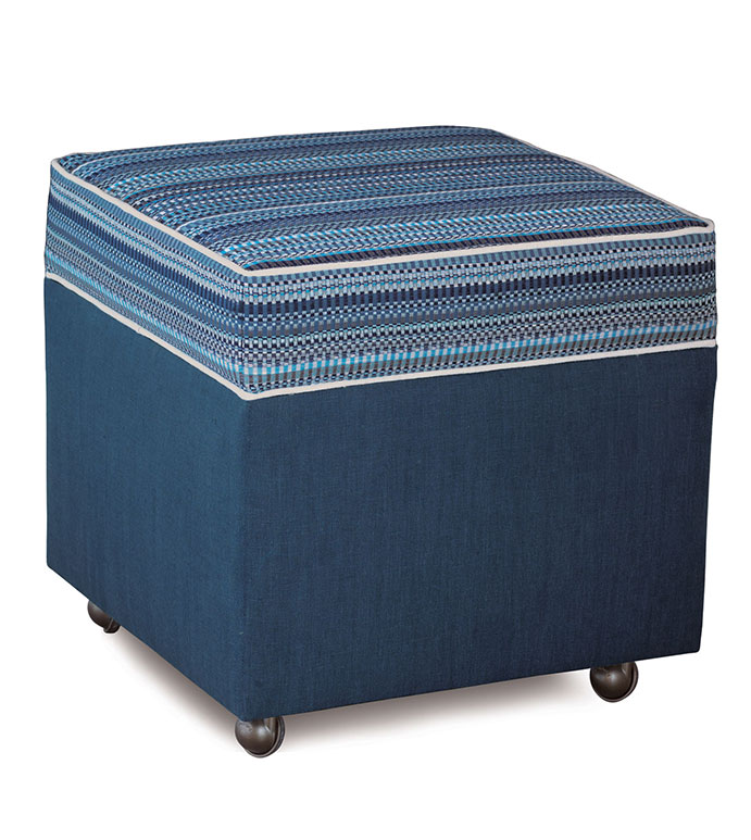  19X19X20 GROVER INDIGO STORAGE BOXED OTTOMAN