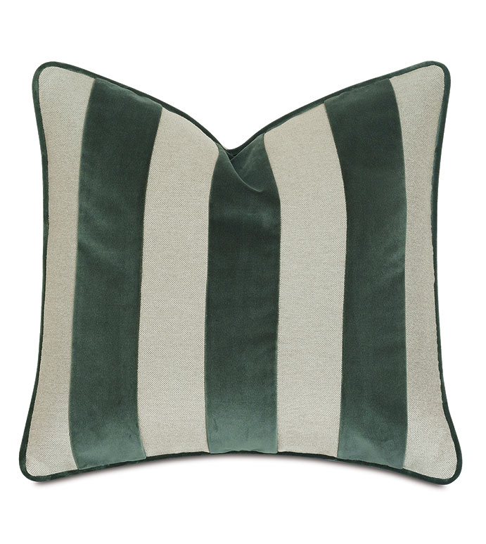  20X20 STEEPLECHASER VELVET STRIPE DECORATIVE PILLOW