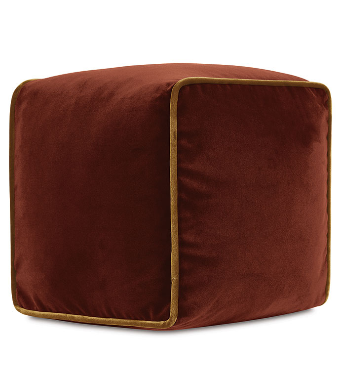 Velvet 10X10X10 UMA CUBE DECORATIVE PILLOW IN ORANGE