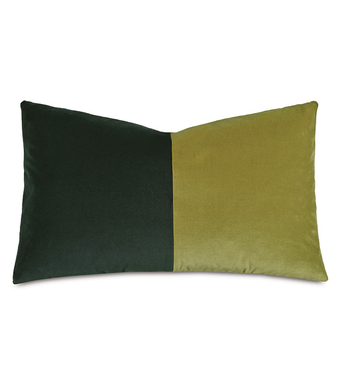 Velvet 13X22 UMA COLORBLOCK DECORATIVE PILLOW IN LIME