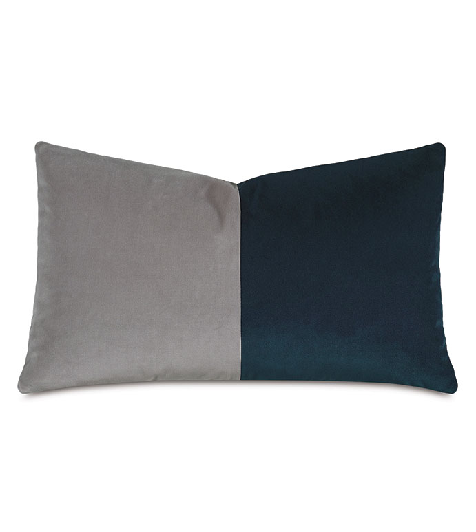 Velvet 13X22 UMA COLORBLOCK DECORATIVE PILLOW IN PEACOCK