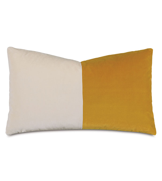 Velvet 13X22 UMA COLORBLOCK DECORATIVE PILLOW IN MUSTARD