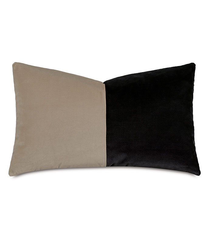 Velvet 13X22 UMA COLORBLOCK DECORATIVE PILLOW IN MONOCHROME