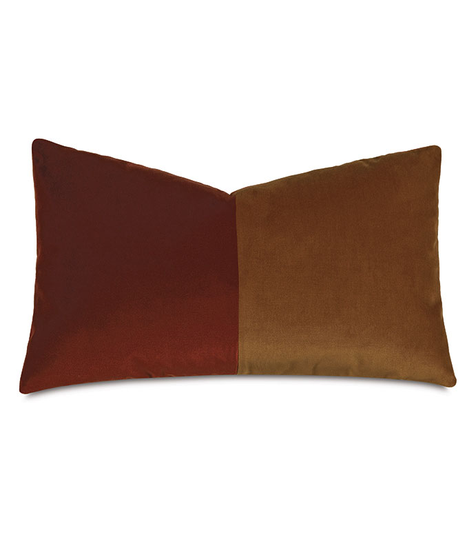 Velvet 13X22 UMA COLORBLOCK DECORATIVE PILLOW IN ORANGE