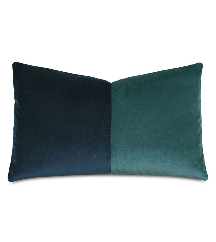 Velvet 13X22 UMA COLORBLOCK DECORATIVE PILLOW IN PACIFIC
