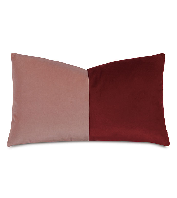 Velvet 13X22 UMA COLORBLOCK DECORATIVE PILLOW IN SCARLET