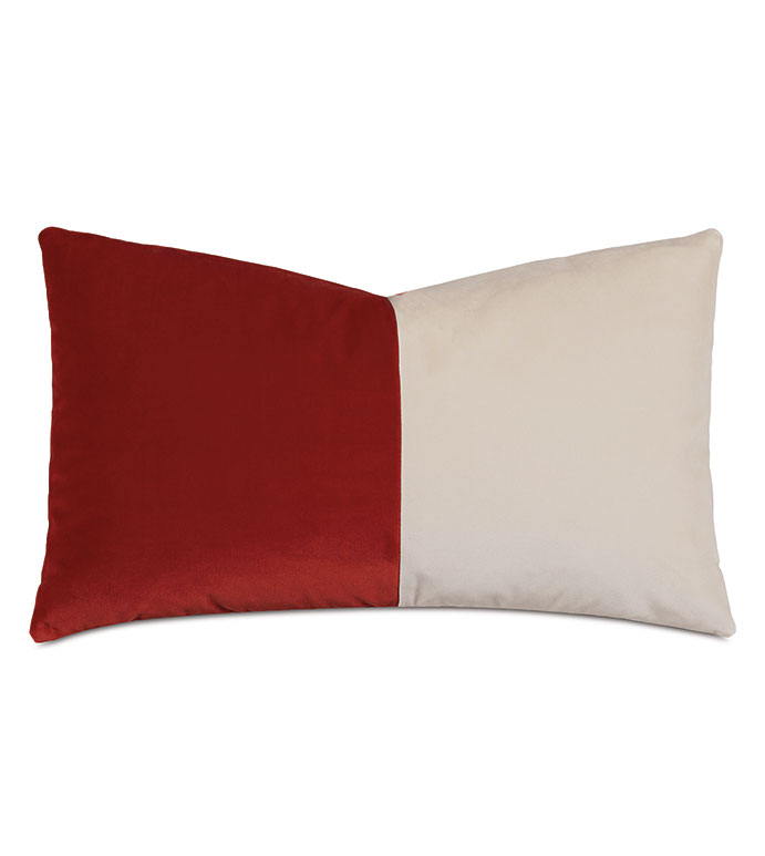 Velvet 13X22 UMA COLORBLOCK DECORATIVE PILLOW IN RUST