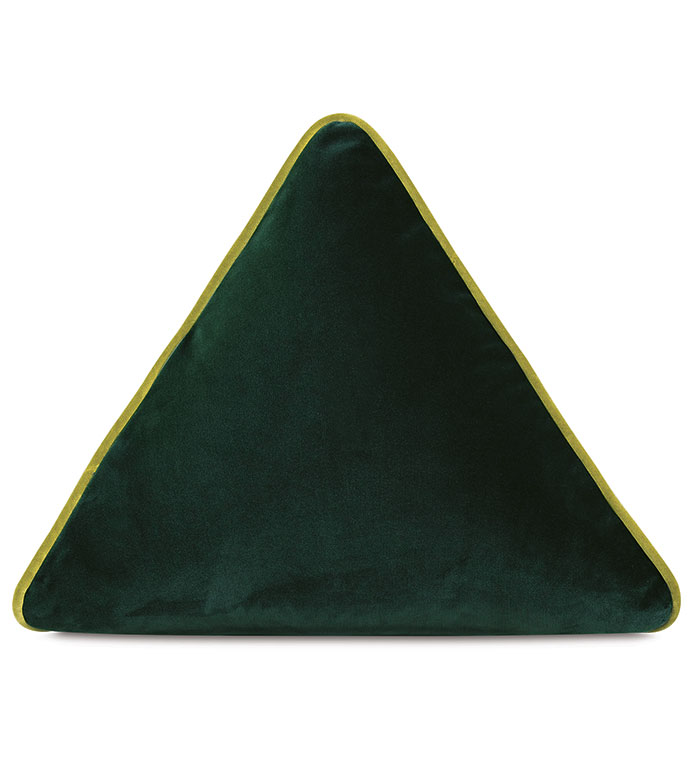 Velvet 16X16X16 UMA PYRAMID DECORATIVE PILLOW IN EMERALD