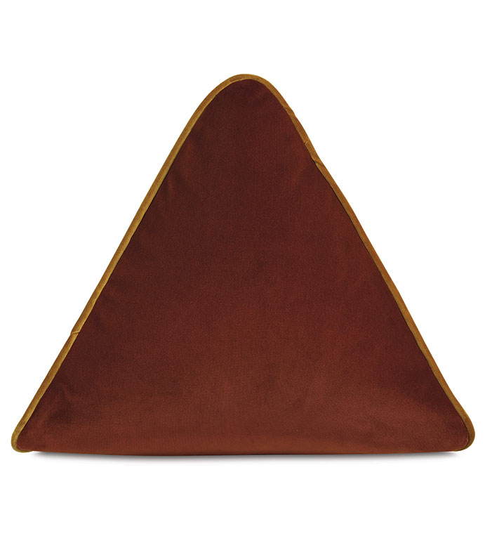 Velvet 16X16X16 UMA PYRAMID DECORATIVE PILLOW IN ORANGE