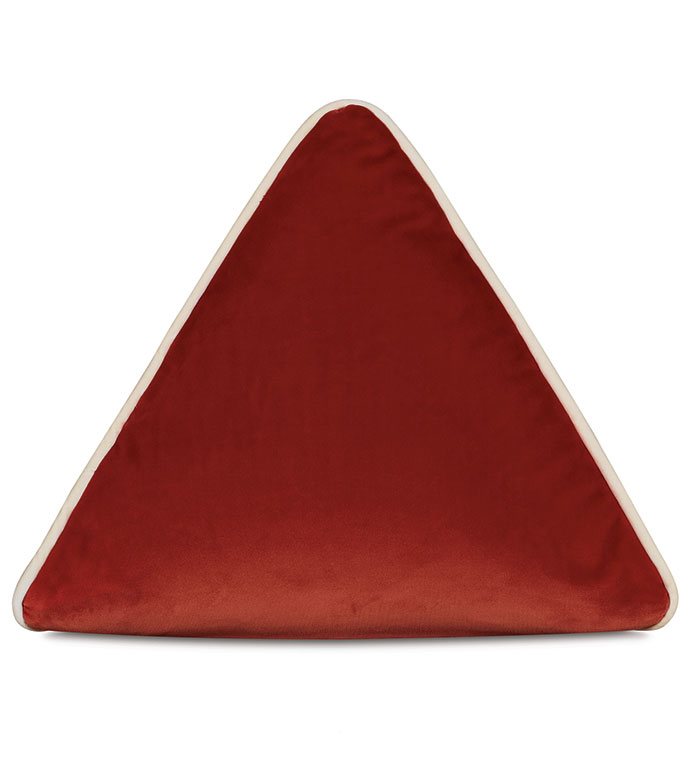 Velvet 16X16X16 UMA PYRAMID DECORATIVE PILLOW IN RUST