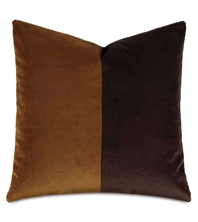 Velvet 20X20 UMA COLORBLOCK DECORATIVE PILLOW IN GOLD