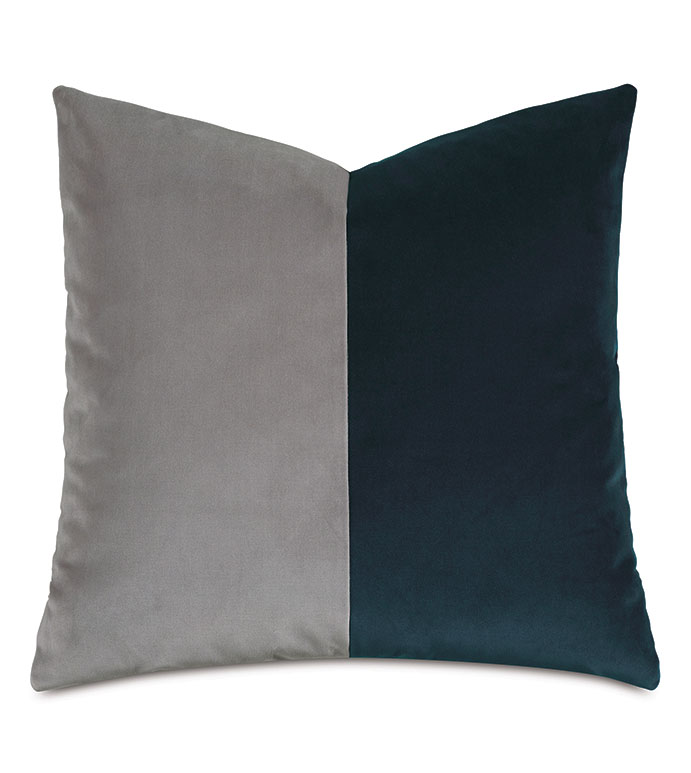 Velvet 20X20 UMA COLORBLOCK DECORATIVE PILLOW IN PEACOCK