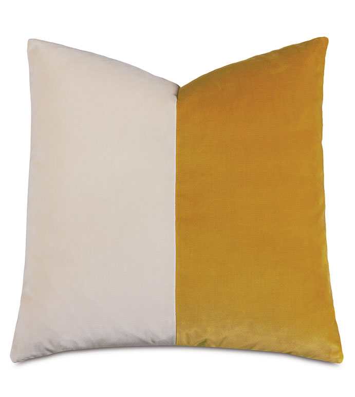 Velvet 20X20 UMA COLORBLOCK DECORATIVE PILLOW IN MUSTARD