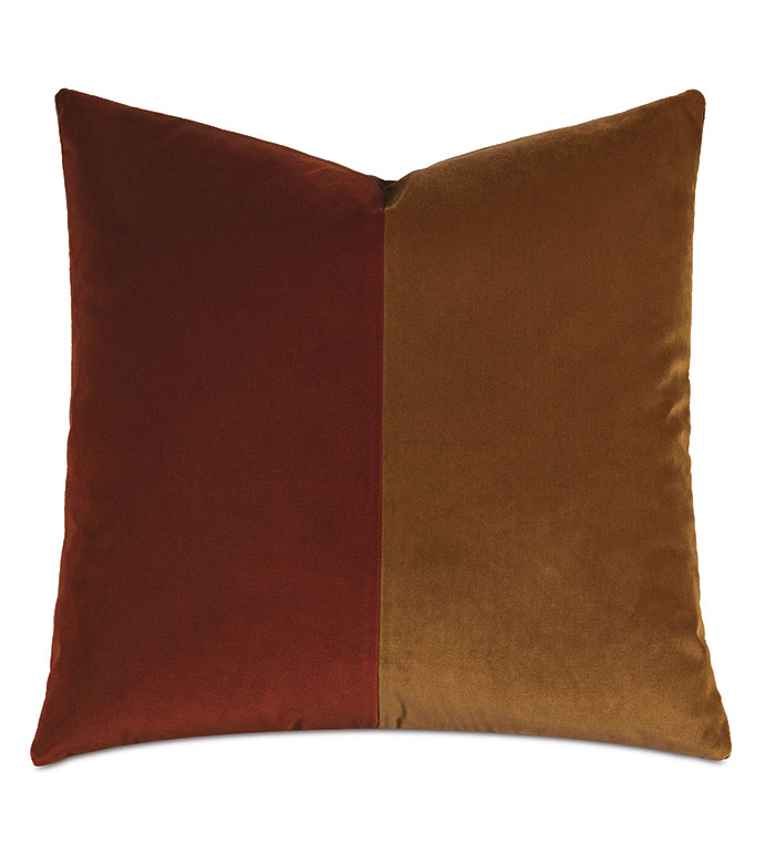 Velvet 20X20 UMA COLORBLOCK DECORATIVE PILLOW IN ORANGE