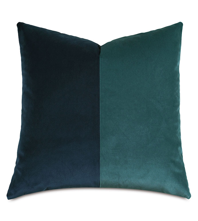 Velvet 20X20 UMA COLORBLOCK DECORATIVE PILLOW IN PACIFIC