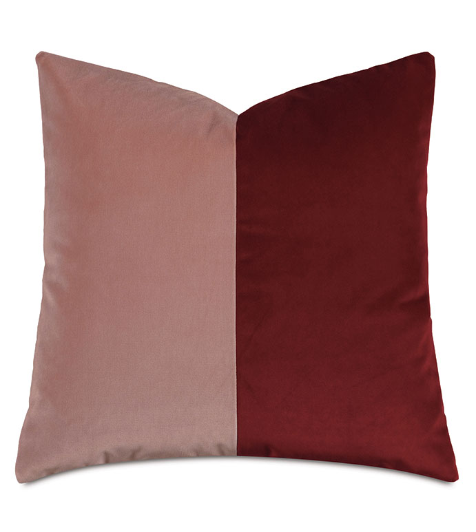 Velvet 20X20 UMA COLORBLOCK DECORATIVE PILLOW IN SCARLET