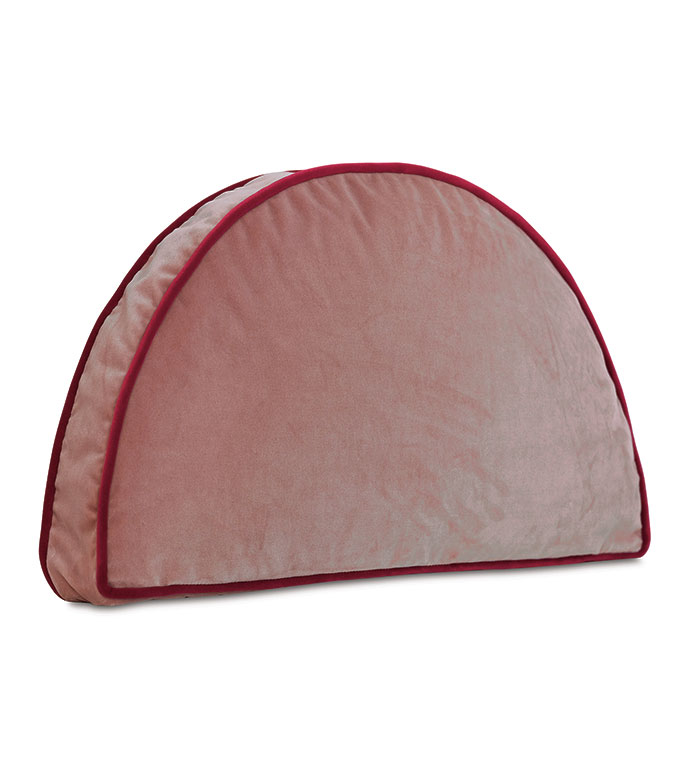 Velvet 12X23X2 UMA DEMILUNE DECORATIVE PILLOW IN PINK